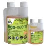 Eco-Neem Concentrate 200mL and 250mL bottles side by side on white background.