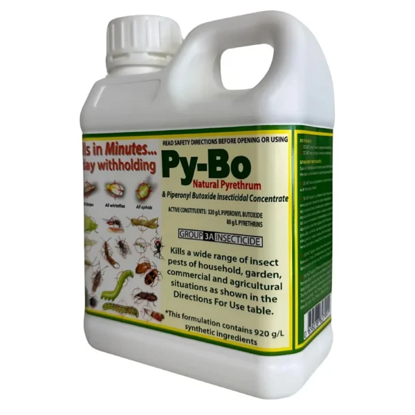 10L Py-Bo Natural Pyrethrum Concentrate container sideways on white background
