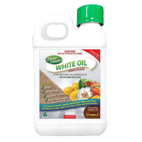 Close-up of Sharp Shooter White Oil 500ml on a white background