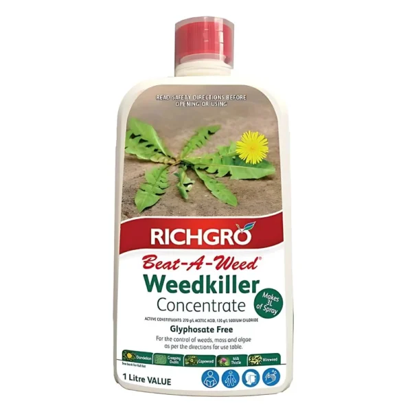 1L bottle of Beat-A-Weed Weed Killer Concentrate – natural, non-selective herbicide