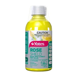 200 mL bottle of Yates Rose Shield Concentrate, a multipurpose aphid spray for roses.