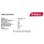 Yates Scale Gun RTU with Safety Data Sheet checklist highlighting fast action and 1-day withholding period.