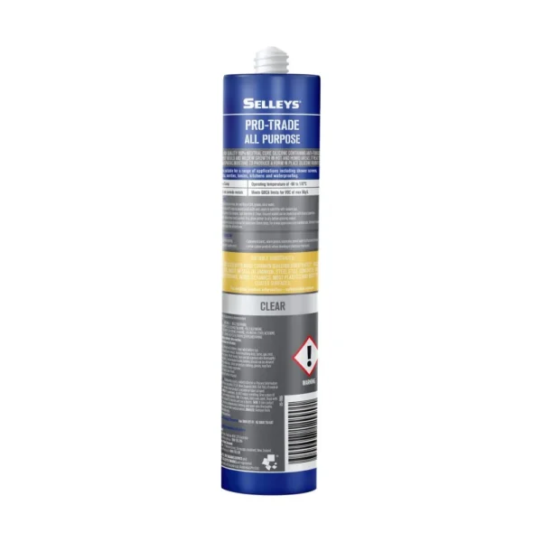 Selleys Pro Trade All Purpose Silicone 300g, a versatile, mould-resistant sealant for bathrooms, kitchens, and waterproofing needs.