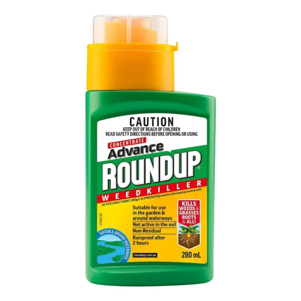 Roundup Advance Concentrate bottle – powerful and effective weed killer.