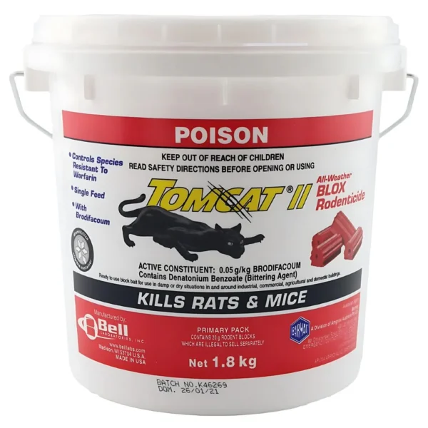 Tomcat II Blox in a bait station for rodent control.