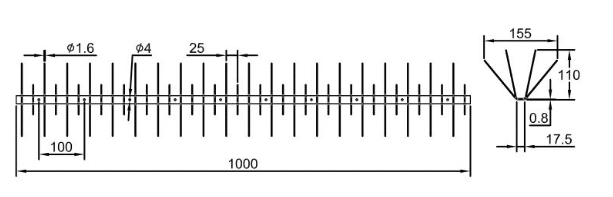 Marine Grade Stainless Steel Bird Spikes - Technical Drawing