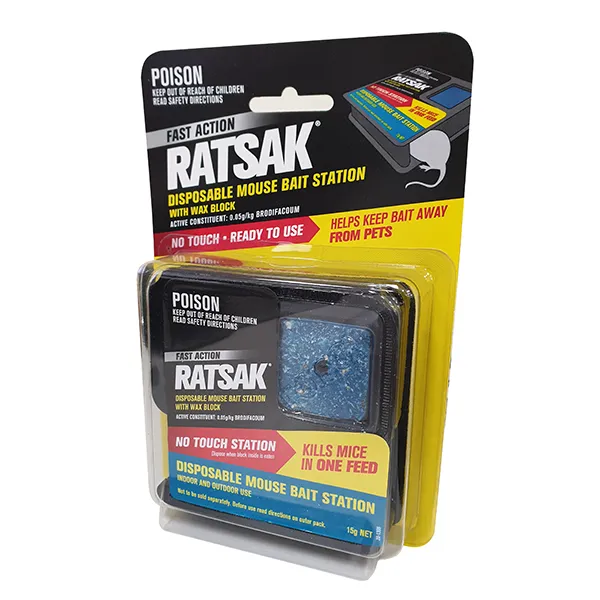 Ratsak Fast Action Disposable Mouse Bait Station Pestrol