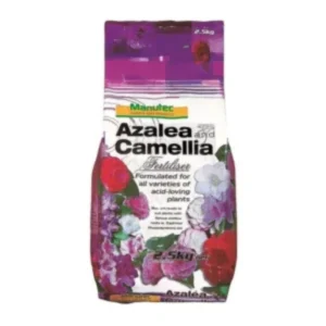 Manutec Azalea & Camellia Fertiliser 2.5kg with balanced NPK (4.5-5.5-5.5) for healthy growth and vibrant blooms.