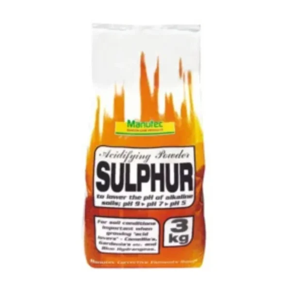 Manutec Sulphur 3kg – A premium soil pH lowering agent that enhances nutrient absorption and supports healthy plant growth.