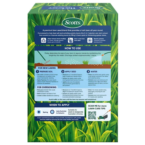 Scotts Lawn Builder Lawn Thickener 1.4kg applied to a bare lawn patch