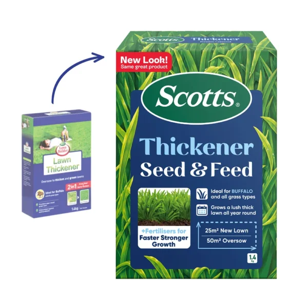 Scotts Lawn Builder Lawn Thickener 1.4kg granules on a green lawn