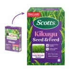 Scotts Lawn Builder Seed & Feed Kikuyu 1.4kg granules on a Kikuyu lawn