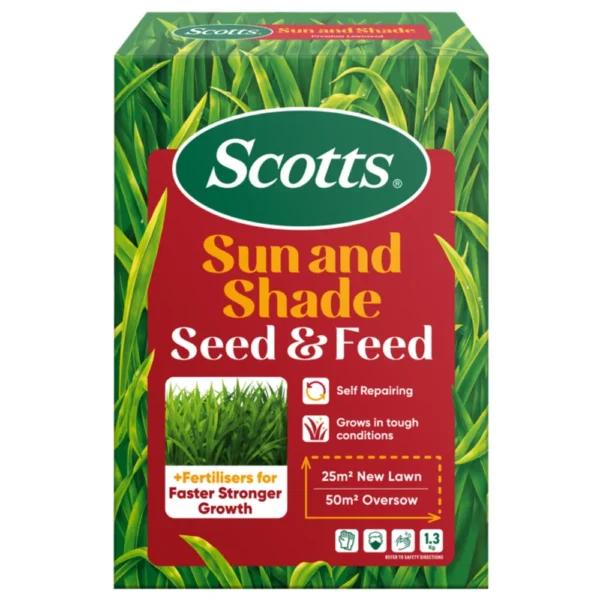 Scotts Lawn Builder Seed & Feed Sun & Shade 1.3kg package front view