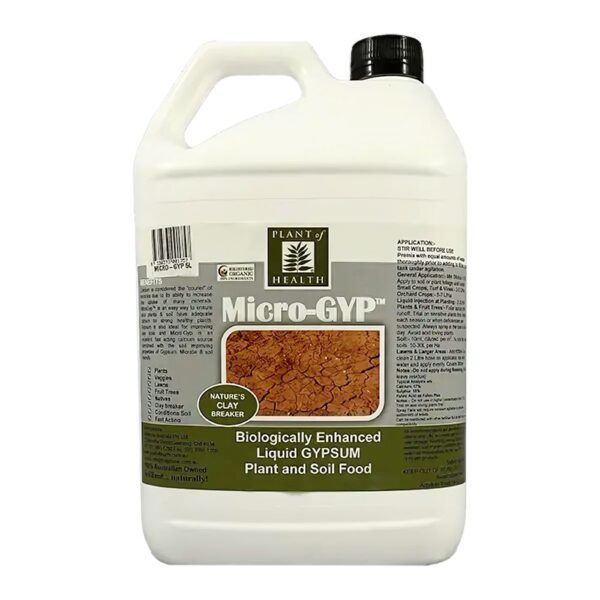 Front view of Micro-GYP Liquid Gypsum Fertiliser 5L container