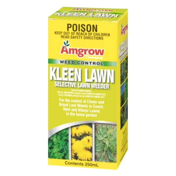 Amgrow Kleen Lawn Weed Killer 250mL front label on white background