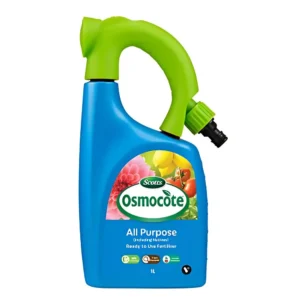 Front view of Osmocote All Purpose Hose On RTU 1L bottle on white background