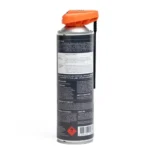 Back view of RoadBlock Spider and Ant Automotive Treatment 350g aerosol can with new orange and dark grey design, showing product instructions and safety information.