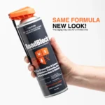 Hand holding RoadBlock Spider and Ant Automotive Treatment 350g can with new packaging, featuring “Same Formula, New Look!” text.
