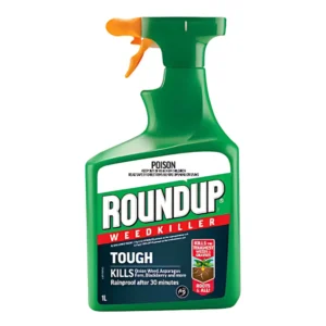 Roundup Tough Ready to Use Weedkiller bottle for effective weed control.