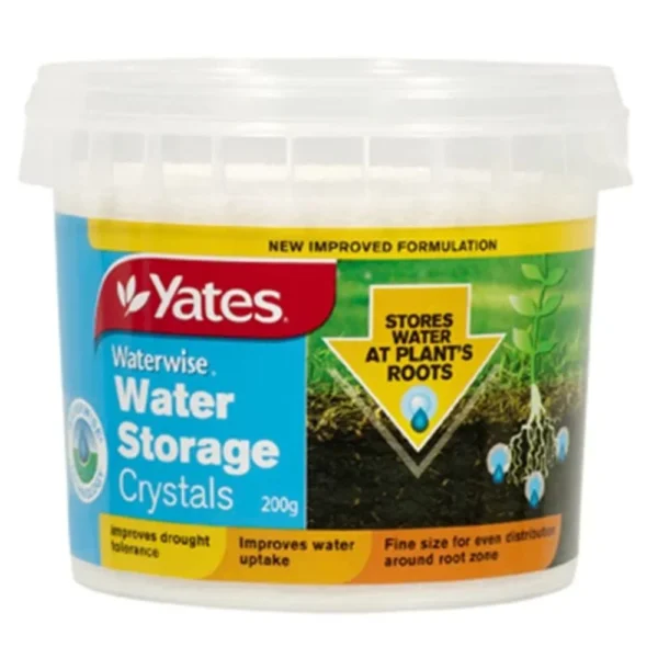 Front view of Waterwise Water Storage Crystals 200g pack on white background
