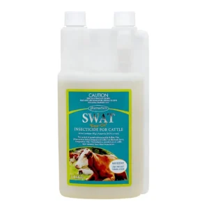 Pharmachem Swat Pour-on Insecticide for Cattle 1L bottle with clear labelling.