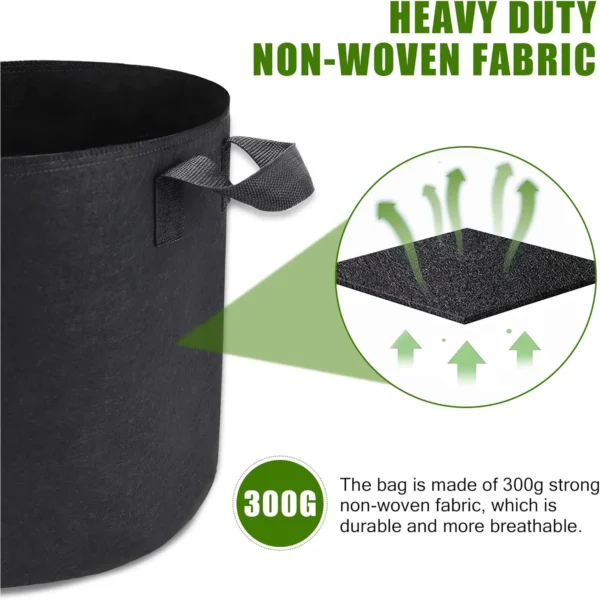 Non Woven Black Plant Bag 5 Gallon 5pack