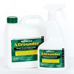 Front of All Rounder Insecticide Ready to Use spray bottle on a white background