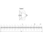 Technical diagram of Pestrol extra wide stainless steel bird spikes showing 1000mm strip length and 225mm maximum spread.