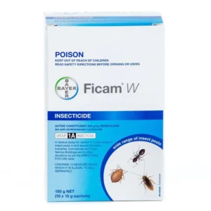 Ficam W Insecticide 150g container for effective crawling insect control indoors and outdoors.