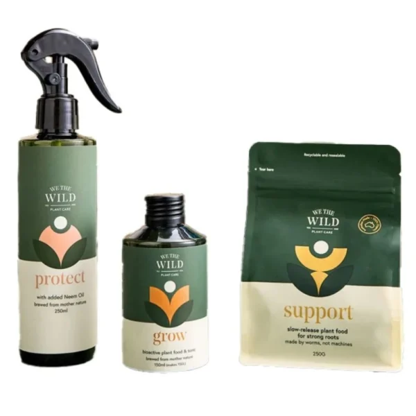 We the Wild Essential Care Kit front view showing packaging and included products on white background