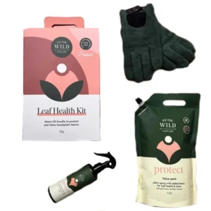 We the Wild Leaf Health Kit front view with plant care spray and packaging on white background