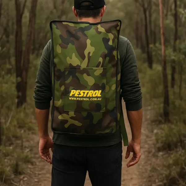 Pestrol Bushfire Equipment Backpack Kit - Durable camouflage backpack designed for bushfire management and emergency preparedness.