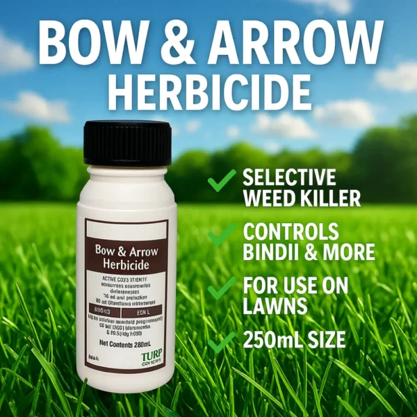 Bow and Arrow Herbicide 250mL – Selective weed killer for lawns, controls bindii, clover, and more