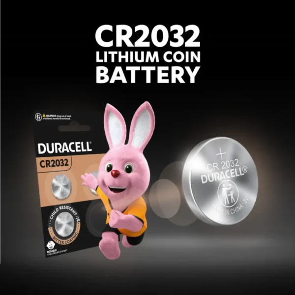 Duracell Specialty 2032 Coin Battery 4 Pack with Duracell Pink Bunny