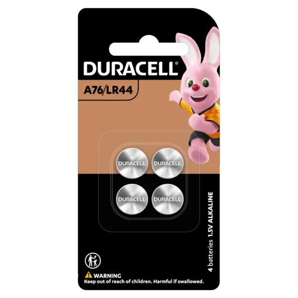 Duracell Specialty A76/LR44 Alkaline Coin Battery 4 Pack in packaging