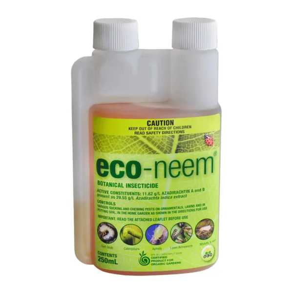 Eco-Neem Concentrate 250mL bottle on white background.