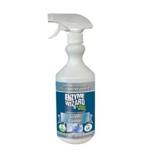 Enzyme Wizard Screen Cleaner 750ML spray bottle for streak-free cleaning of TVs, computer monitors, and mobile screens.