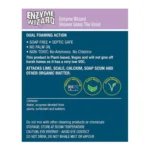 Plant-based Enzyme Wizard Shower Tile Grout Cleaner label highlighting vegan, eco-friendly, and non-toxic bathroom cleaning benefits