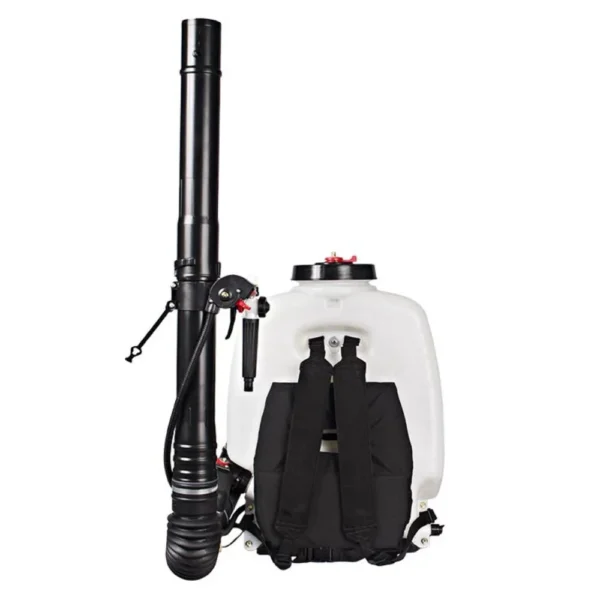 Back of Guarany Granule Applicator ULV-LV Nebuliser 11L showing harness and tank details on white background