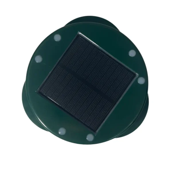 Top view of Pestrol 360 Elite Solar Animal Bird Repeller with integrated solar panel for outdoor charging.