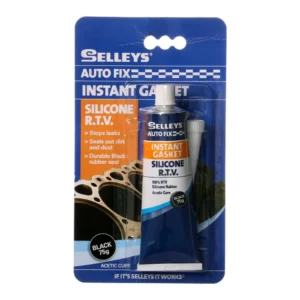 Front view of Selleys Autofix Instant Gasket Silicone RTV Black AF05 75g on white background