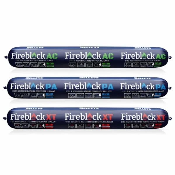 Selleys Fireblock AC and XT fire sealant 600ml sausages side by side for comparison