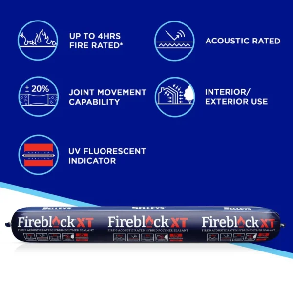 Back of Selleys Fireblock XT 600ml showing specifications and safety information