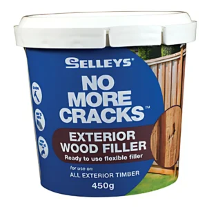 Selleys No More Cracks Exterior Wood Filler 450g tub on a white background