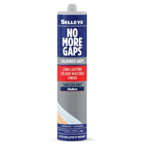 Front view of Selleys No More Gaps Dulux Timeless Grey 450g on white background