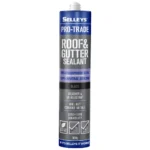 Selleys Pro Trade Roof & Gutter Silicone Black 300g tube on white background