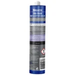 Back view of Selleys Pro Trade Roof & Gutter Silicone Black 300g showing usage instructions on white background