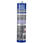 Back view of Selleys Pro Trade Roof & Gutter Silicone Clear 300g tube showing instructions on white background