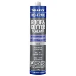 Front view of Selleys Pro Trade Roof & Gutter Silicone Clear 300g tube on white background