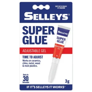 Selleys Super Glue Adjustable Gel 3g tube in blister pack on white background